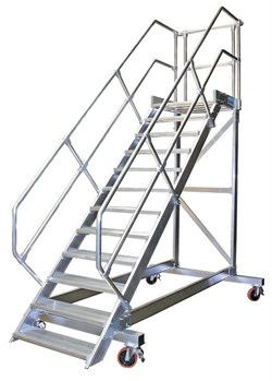 Алюминиевый трап с платформой Krause передвижной, 800мм 16 ступеней 45° 828156 - фото 11367