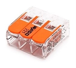 Клеммы WAGO 221-413 (3Х4,0мм2 с рычажком) (упаковка 50шт.) - фото 152113