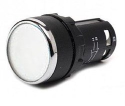 Нажимная моноблочная кнопка EMAS 22 мм, IP 40 (1НО) белая MB100DB - фото 324668