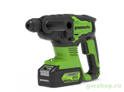 Перфоратор аккумуляторный бесщеточный GREENWORKS GD24SDS2 2 ДЖ, 24V, c 1хАКБ 4 А.ч и ЗУ в сумке Greenworks 3803007UB - фото 688369