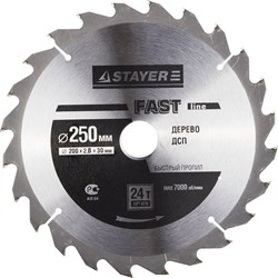 Диск пильный Stayer "MASTER-FAST-Line" 250мм 24T 3680-250-32-24 - фото 83660