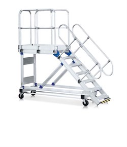 Алюминиевый трап с платформой Zarges Z600 передвижной 800мм 9 ступеней 45° 40259615 - фото 99439