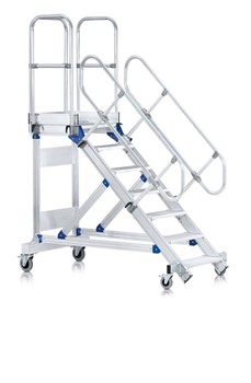 Алюминиевый трап с платформой Zarges Z600 передвижной 1000мм 11 ступеней 45° 40259810 - фото 99559