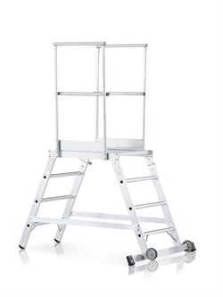 Передвижная лестница с платформой Zarges Z600 двухсторонняя, 5 ступеней 40075 - фото 99787